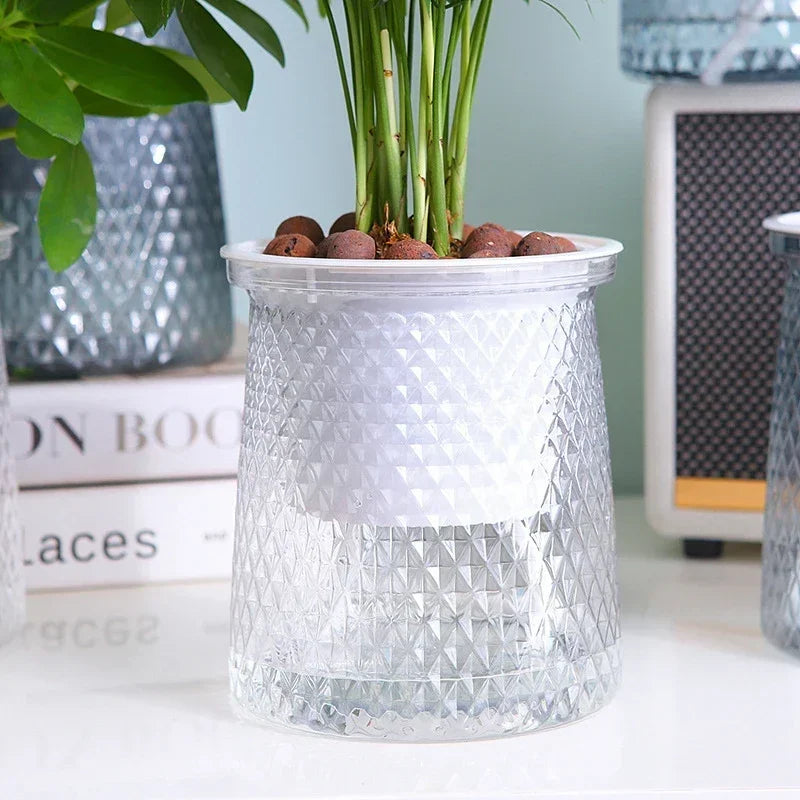 Self Watering Plant Pots, Lazy Hydroponic Water Absorbing Flower Pot, Mini Succulent Planter Tabletop Vase, Home bonsai decor - Style B / 10x12cm