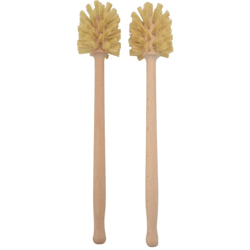 Toilet Brush, 2 Pack Wood Toilet Brush Made Of Beechwood, Strong Hemp Bristles With 360° Cleaning Power - black
