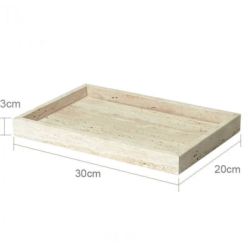 Elegant set of accessories in travertine for the bathroom - Tray D