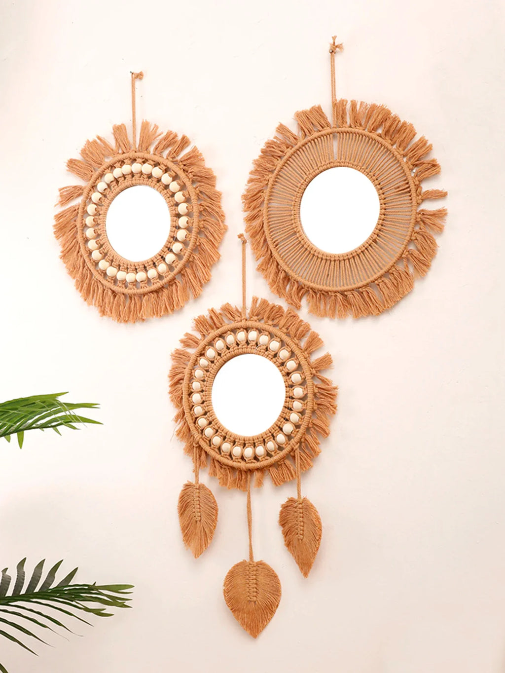Decorative round wall mirrors hand woven for home - view 2