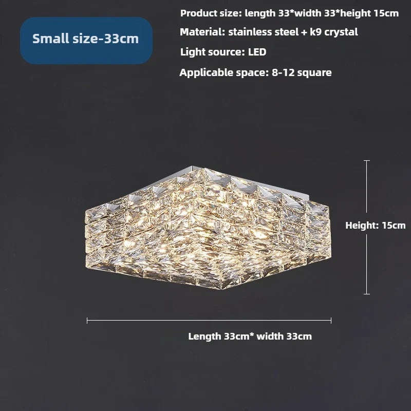 Stainless steel ceiling and modern creative design crystal square - D 33cm / 3 modifiables