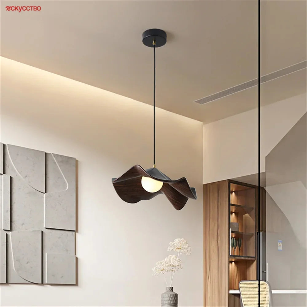 Iron and wood pendant light Nordic cottage style for restaurant and loft