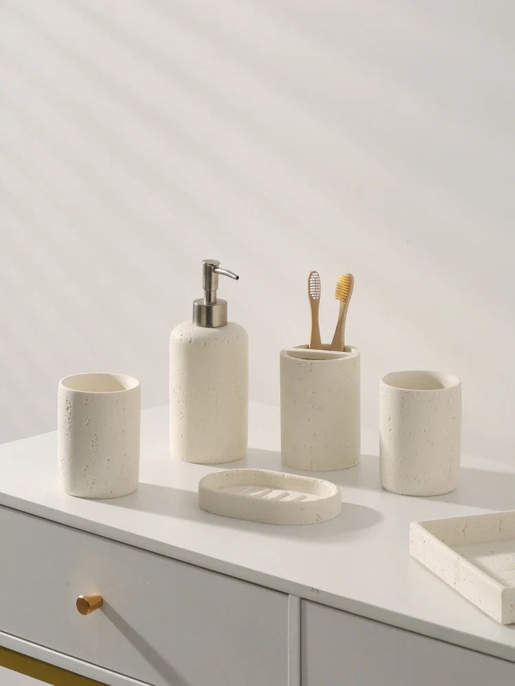 Wabi-Sabi-Electric Toothbrush Holder Set, Bathroom Toothbrush Cup, Vanity Desktop Storage Tray, Home Decoration - view 3