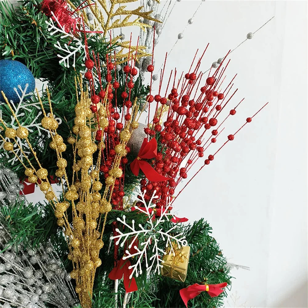 Festive decoration of the new year 2024 with sparkling berries and flowers - view 2