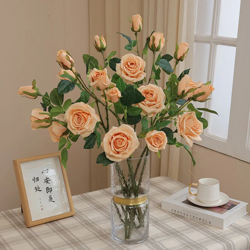 3 heads of artificial rose wines for wedding decoration and bedroom - view 3
