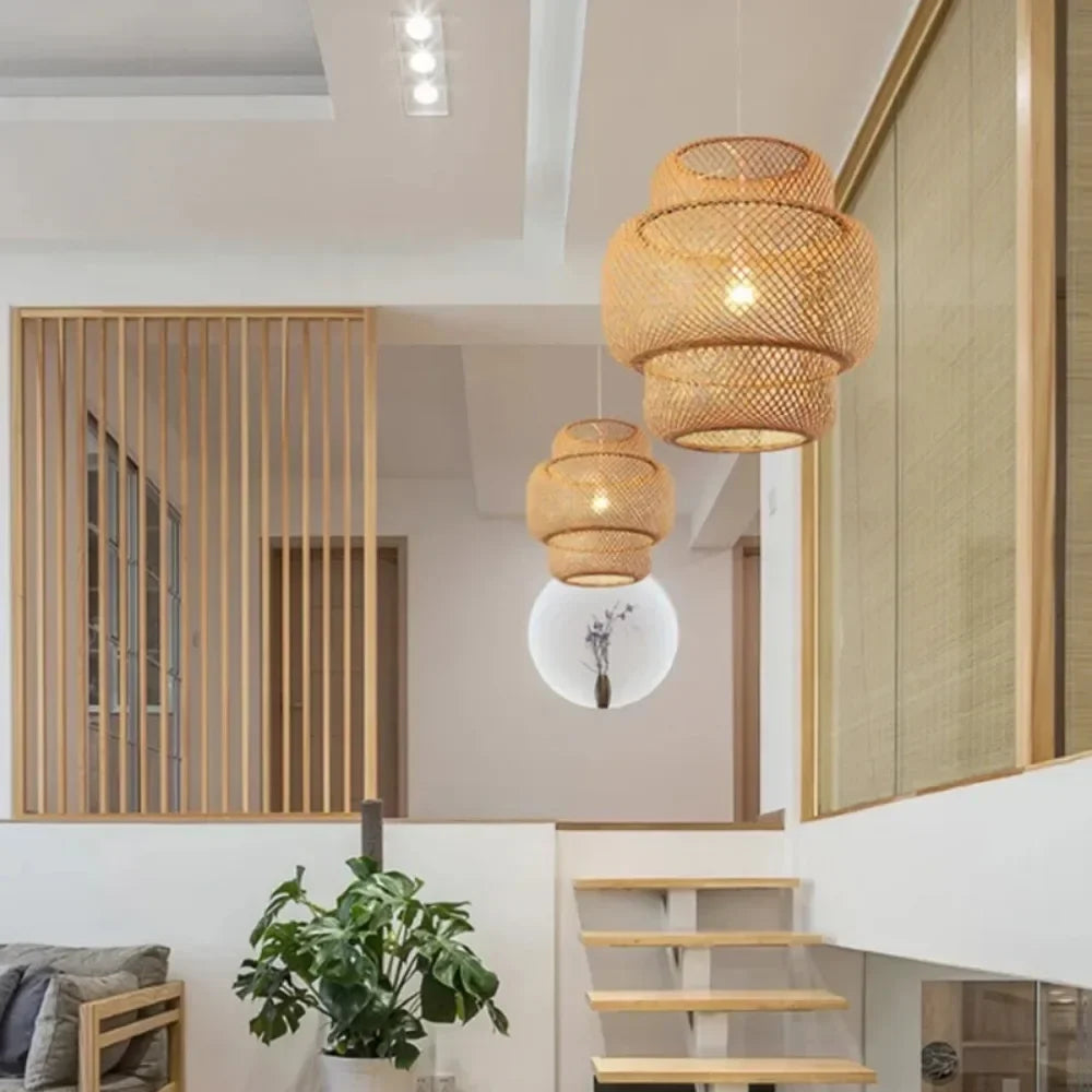 Hanging Lamp in Bamboo Chinese Style, 30cm, Decorative Light Nik, Ideal for Restaurant - view 4