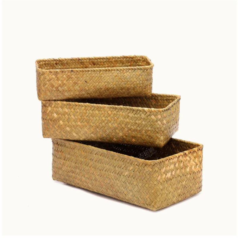 Wicker storage basket for kitchen and picnic - 24 28 30 cm 3 pieces