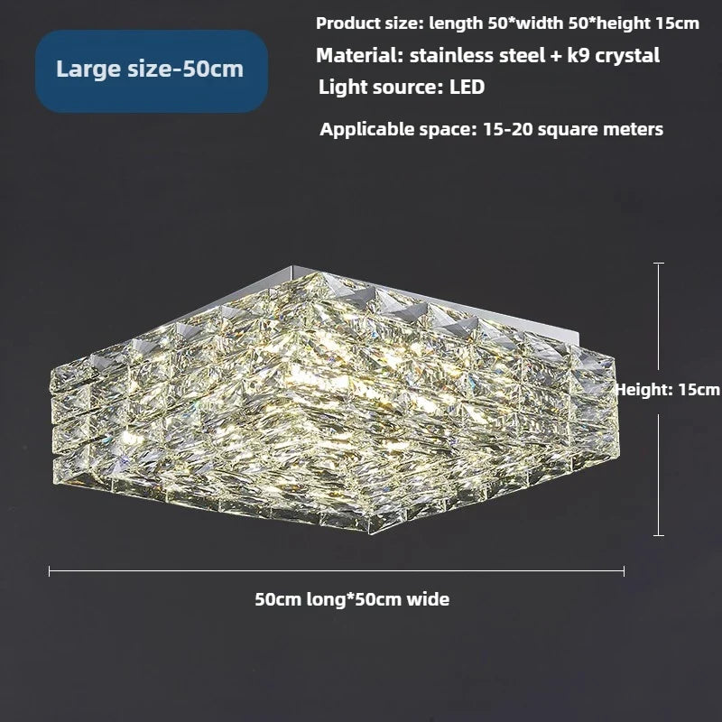 Stainless steel ceiling and modern creative design crystal square - D 50cm / 3 modifiables