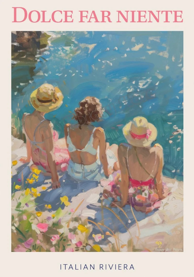Vintage poster Italian spaghetti coffee and Mediterranean landscapes - 20X30cm Unframed