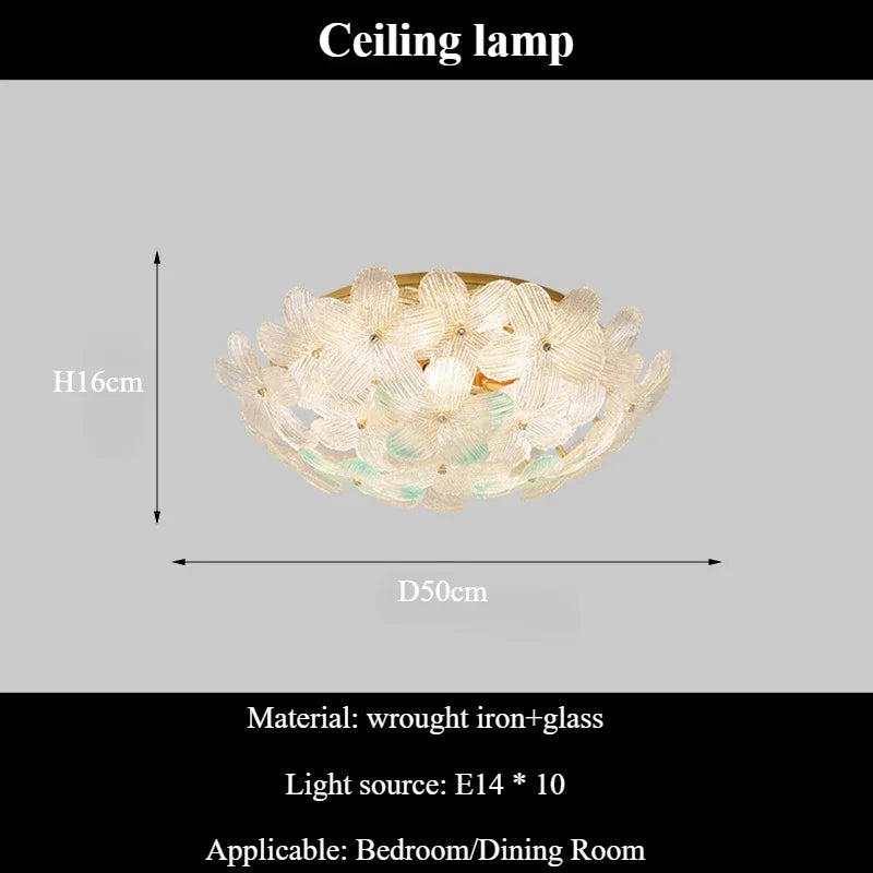 Modern glass pendant light for retro design interior decoration - B-Light Blue D50CM / Cool Light 6500K
