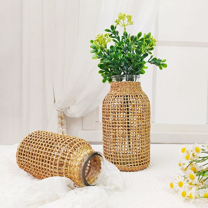 Woven rattan vase for dried flowers retro decoration - view 4