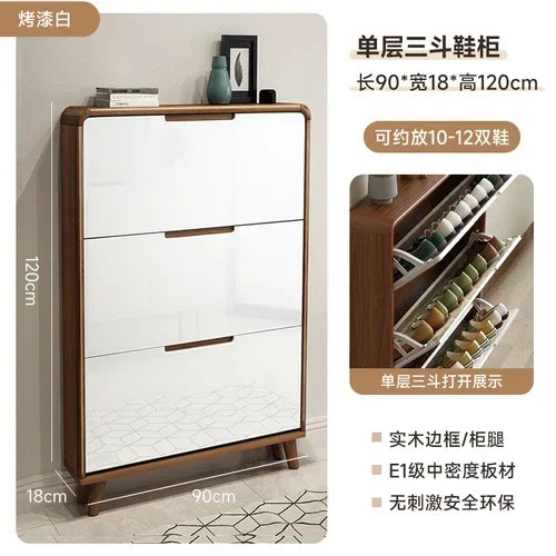 Minimalist vintage wooden shoe shelf and space gain - Style12