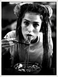 Poster wall art women drink wine spaghettis gift decoration - 60X90cm Unframed / 18