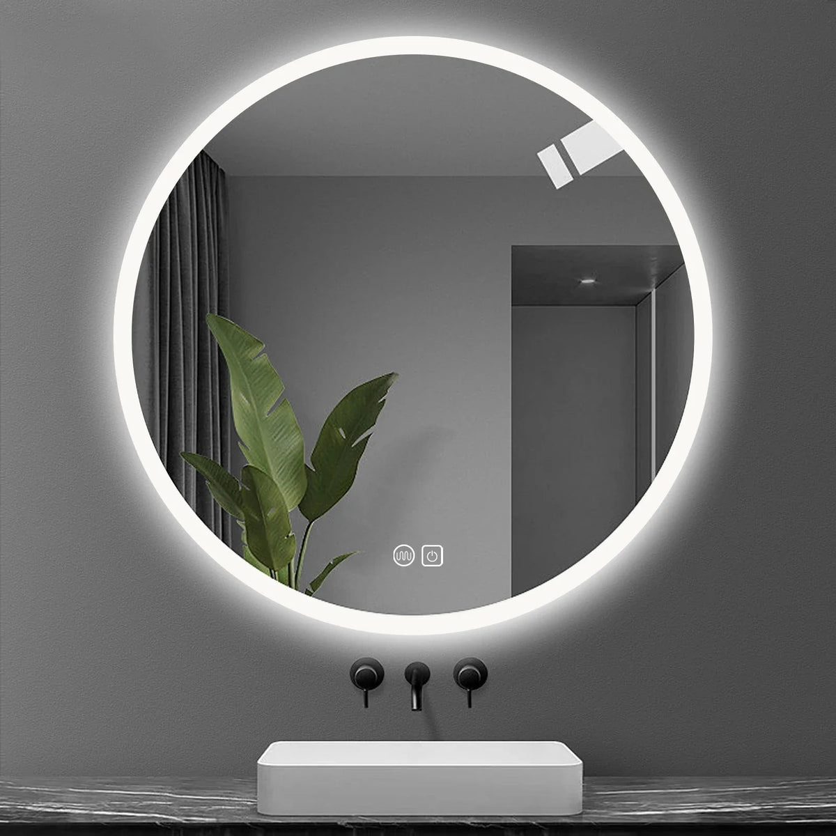 Round light mirror with touch switch and anti-fog function