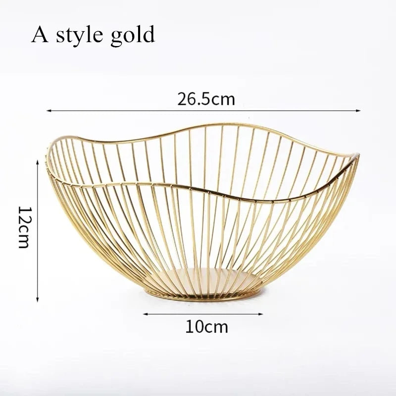 Metal fruit basket for Nordic storage and organization - Golden style