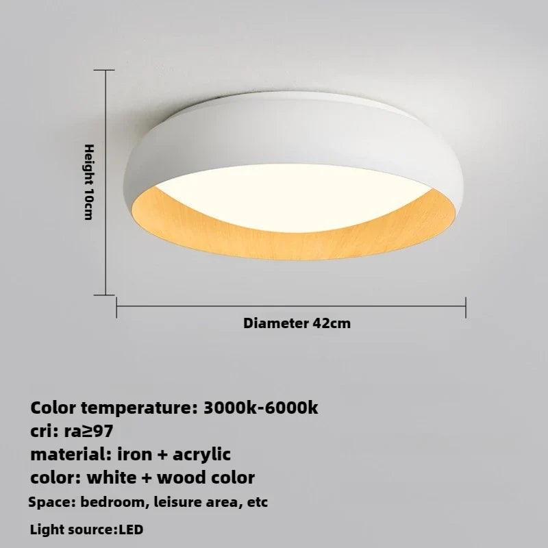 Japanese retro light circular anti glare light soft lighting - White-42cm / 3 modifiables