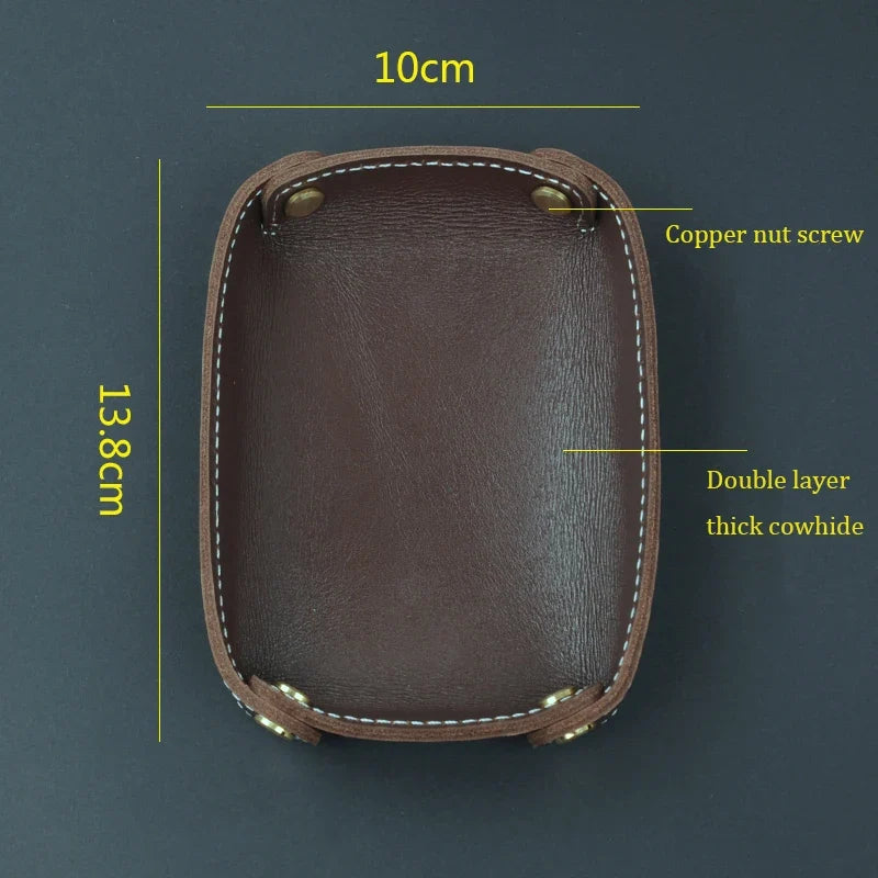 Genuine leather storage tray for various objects - view 5