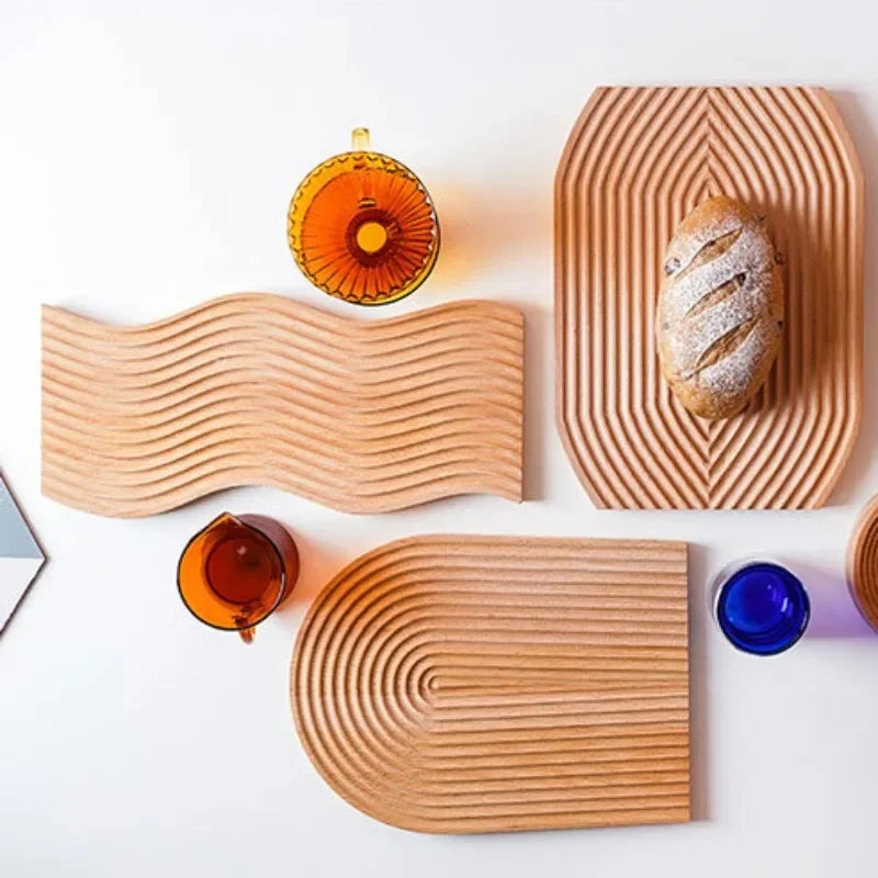 Decorative wooden tray for snacks and desserts