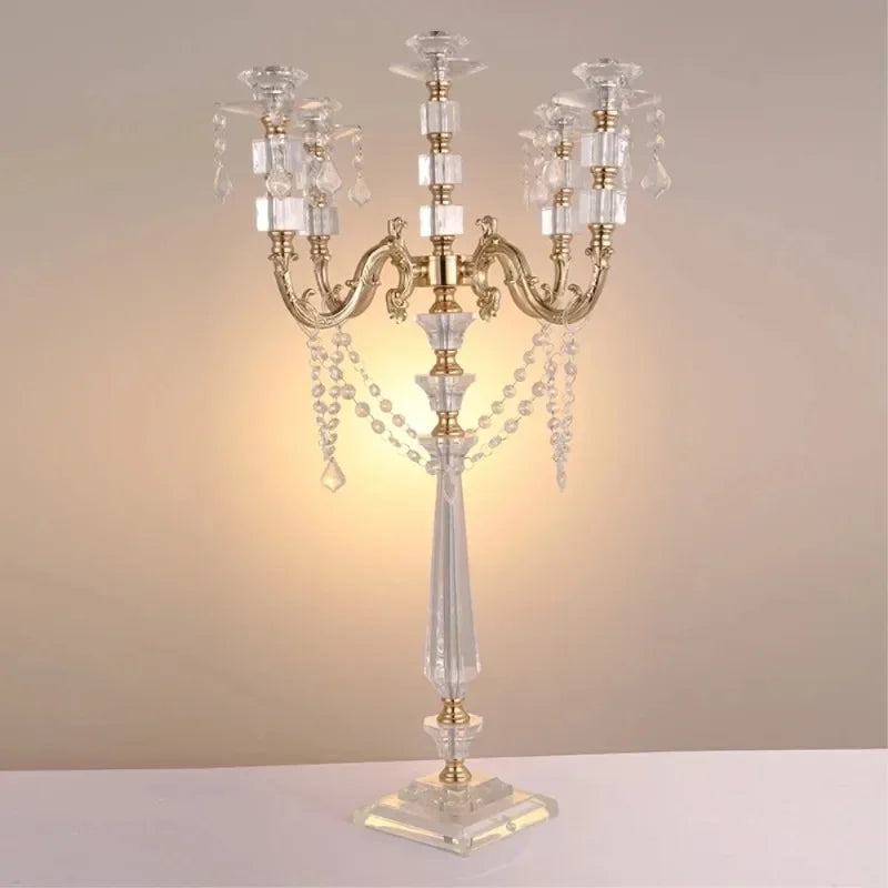 Acrylic Candle Holders with Crystal Pendants, Wedding Centerpieces, Marriage Candlestick, Home decor, 77 cm, 30 "Height - 1pcs
