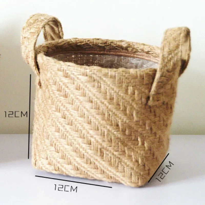 Multifunctional woven jute cloth storage basket - view 4
