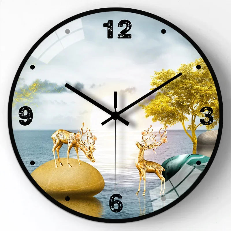 Glass wall clock design modern Chinese style creative and silent - Style3 / 8 pouces