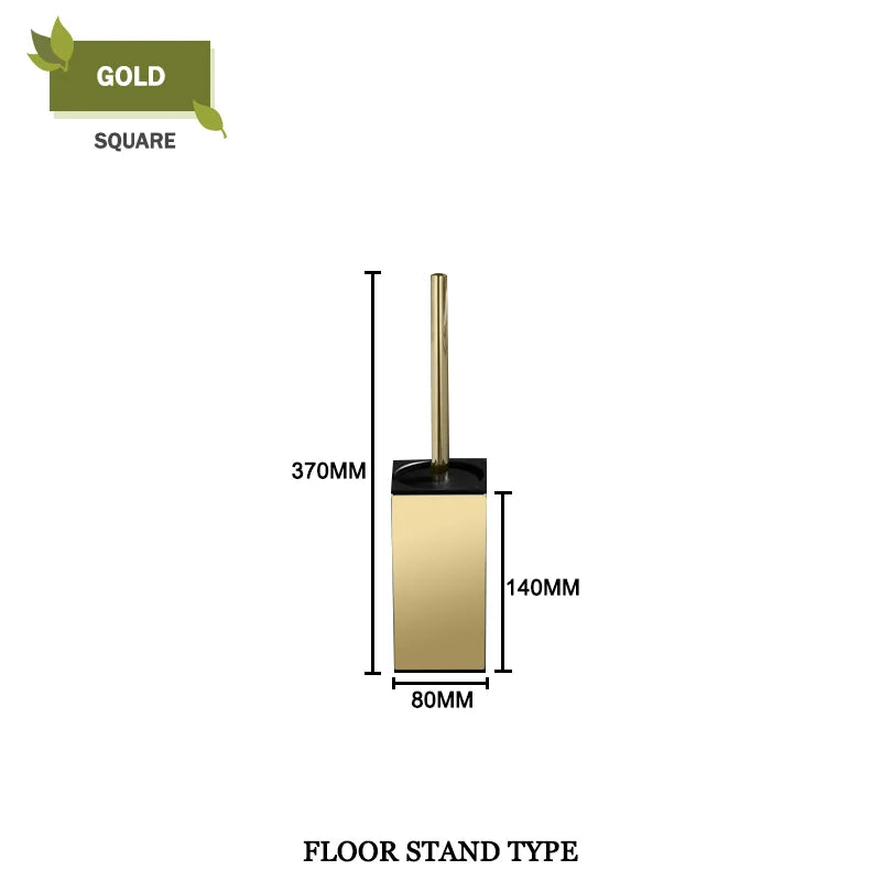 Durable and elegant bathroom brush holder set for bathroom - Short Square Gold