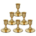6PCS Brass Gold Taper Candle Holders, Vintage Metal Candlestick Holders For Dinner Room Table Centerpiece Or Mantel - As Shown