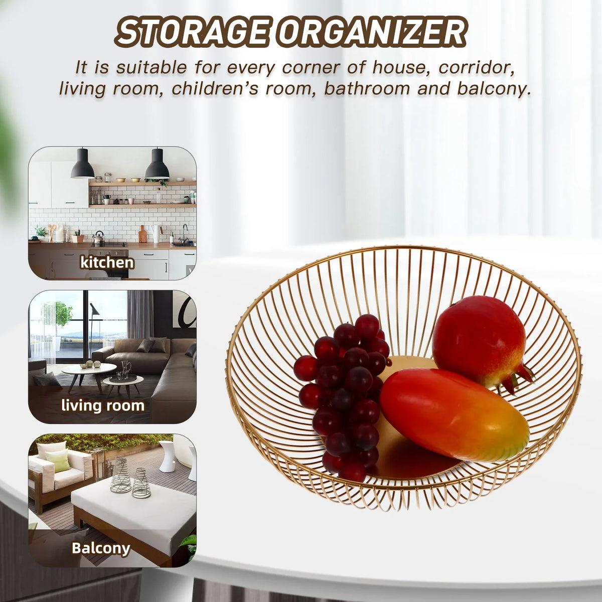 Wrought iron storage basket for rustic decor - view 8
