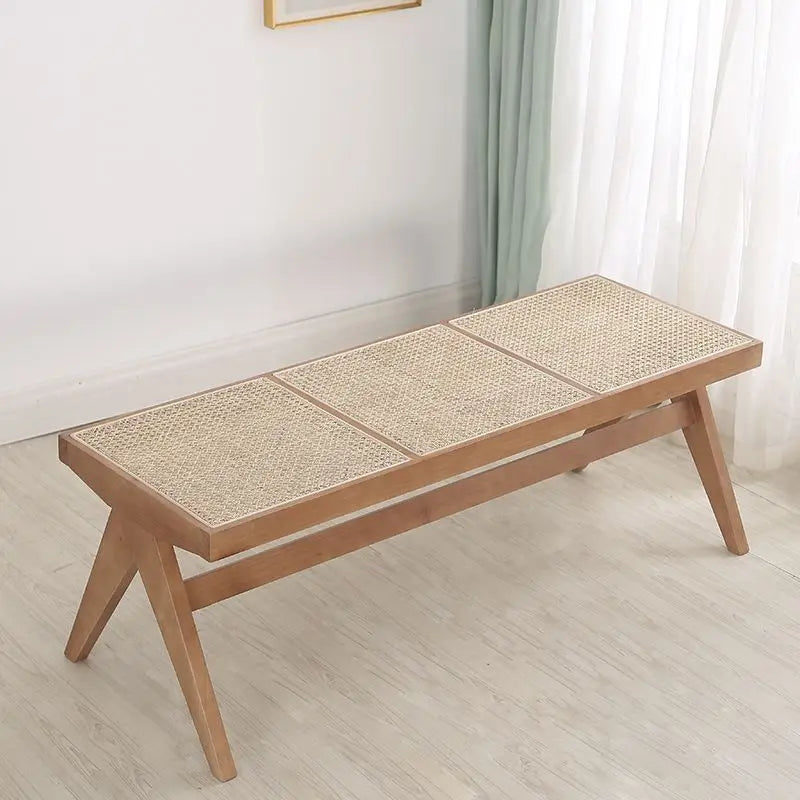 True Nordic style rattan stool for changing shoes - view 2