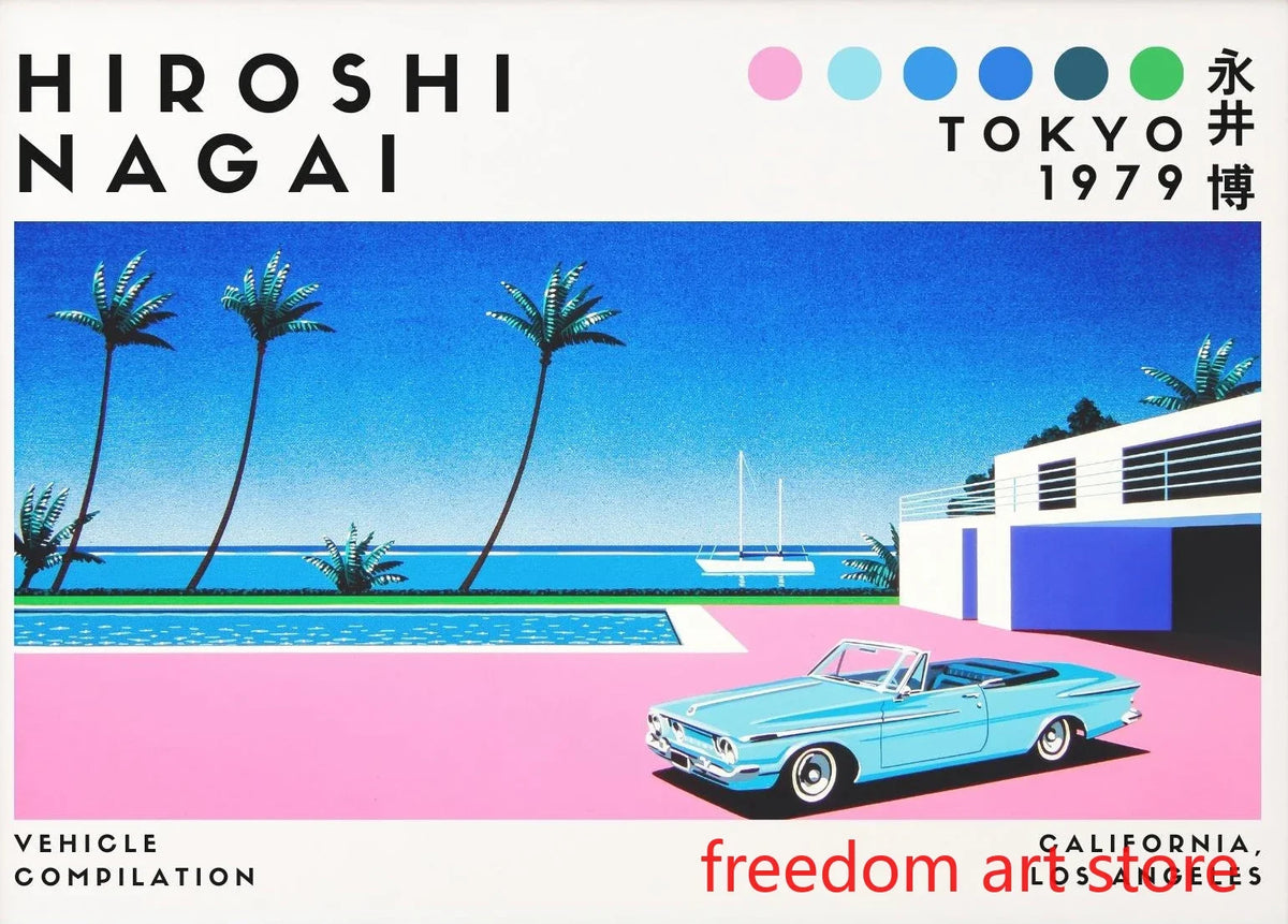 Spray-Painted Vaporwave Japanese Art Poster by Hiroshi Nagai - 13X18cm Unframed
