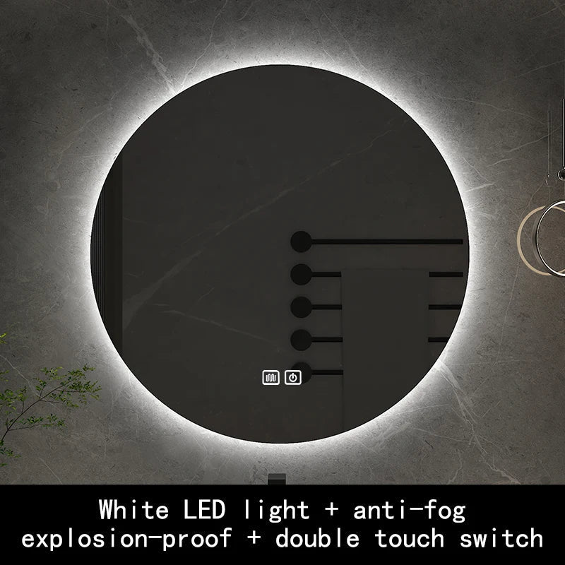 Smart Bluetooth Round Backlit Anti-Fog Mirror - Dehaze White