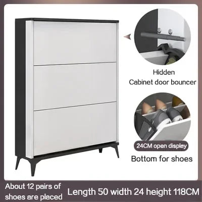 Modern luxury minimalist shoe cabinets ultra-thin furniture organizer - White 50X24X118CM