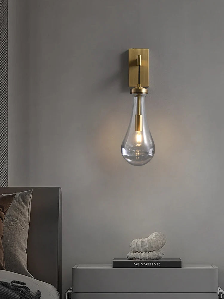 Copper wall sconce in the shape of a water drop creative design - view 2