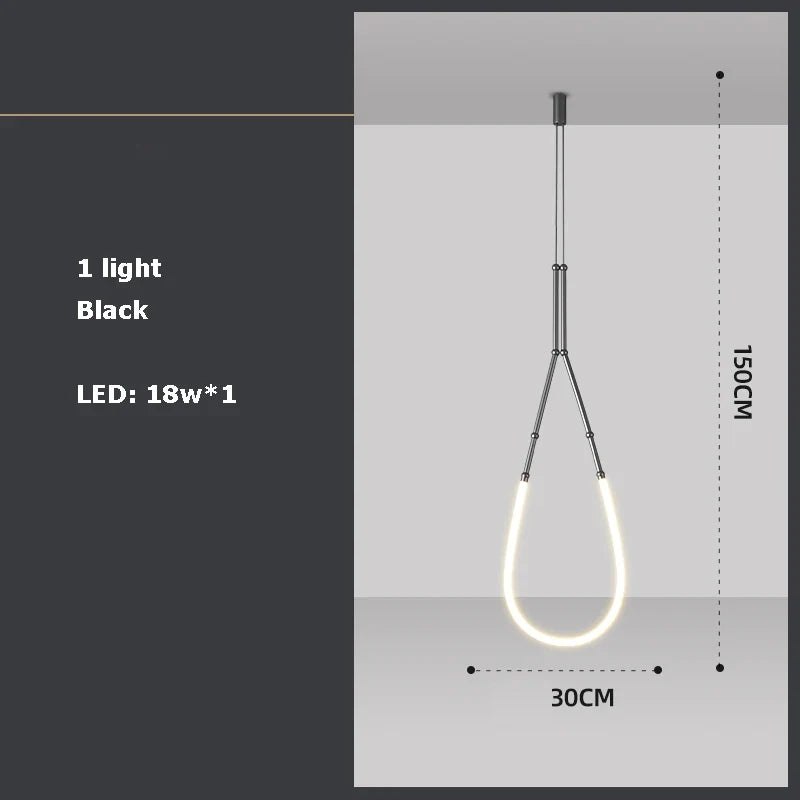 Chandelier in art decorative design suspended in led - 1 light Black A / Warm light