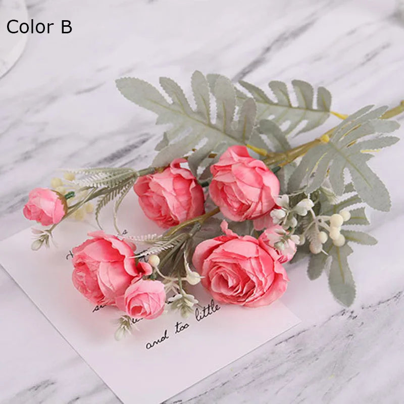 Bouquet of artificial rose wines in fabric for wedding and home decor - B