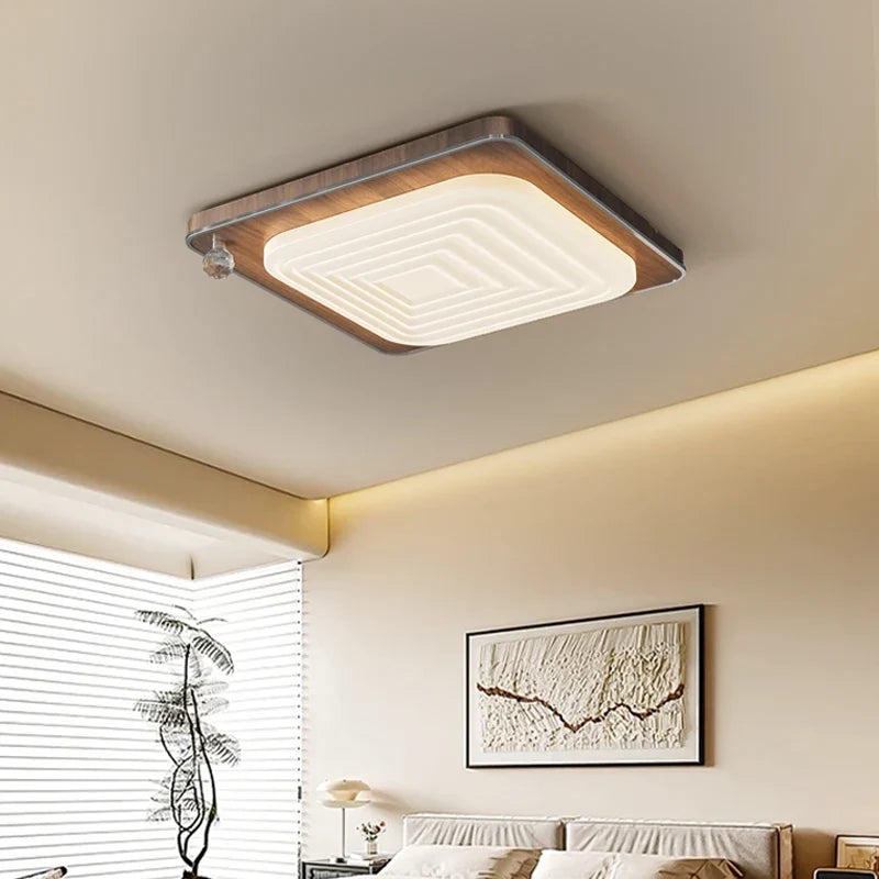 Medieval style led ceiling lamp in elegant retro wood - view 3