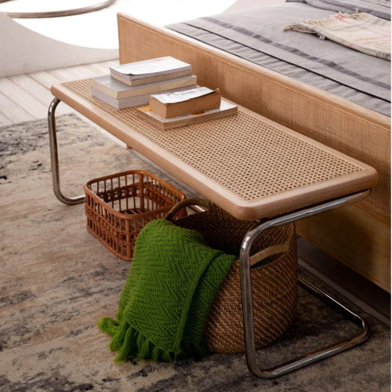 Creative and versatile Nordic rattan shoestool