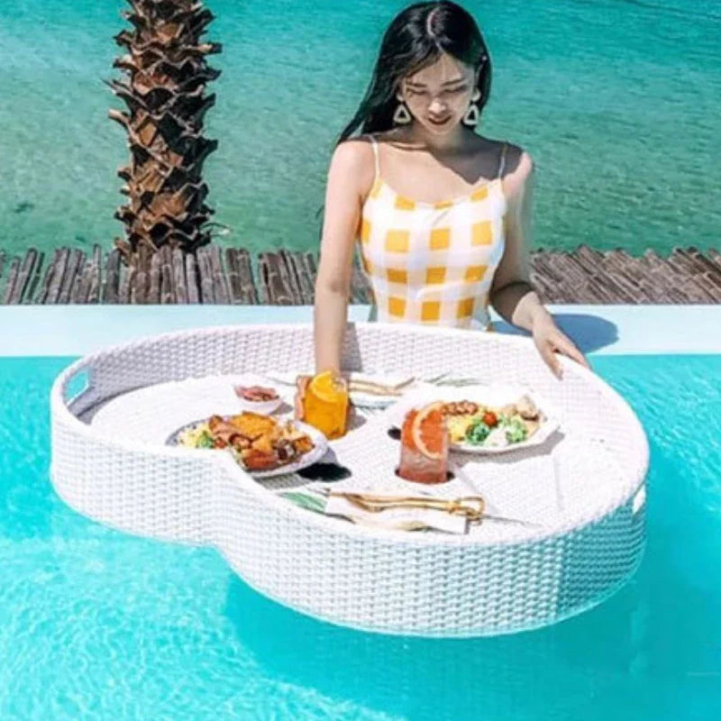Nordic rattan tray for fruit and pool drinks - view 3