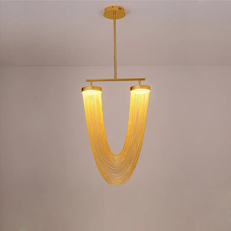 Chandelier art decorative led dimmable in gold-gold aluminum modern elegant design - view 5