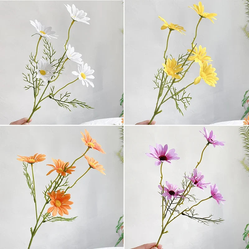 5 heads of white marguerites artificial flowers for festive decorations - view 6