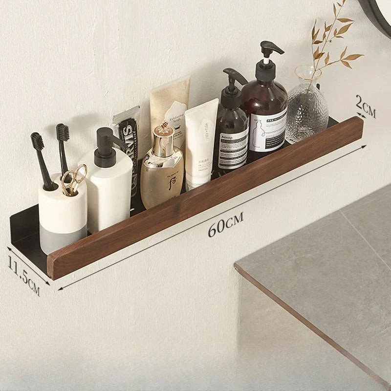 Solid wood wall shelf for practical storage without perforation - 11,5X60CM