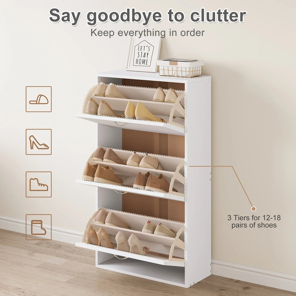 Shoe organizer with folding drawers - view 6