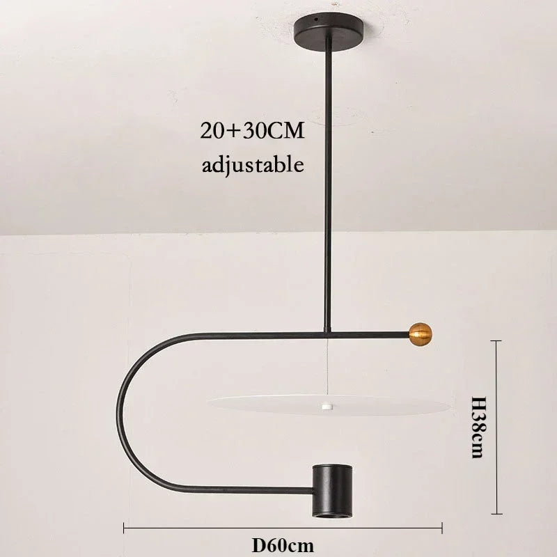 Minimalist Nordic acrylic chandelier for modern decoration - A-Black-D60cm / 220V / Cool Light 6000K