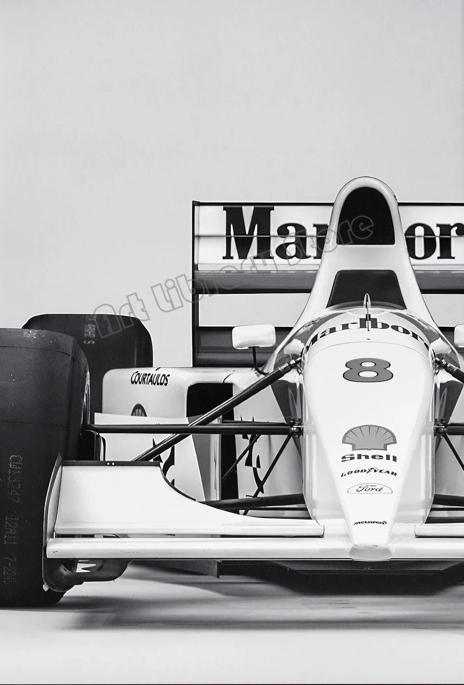 Vintage poster characters cars sport race f1 monaco black and white - 20x30cm No Frame