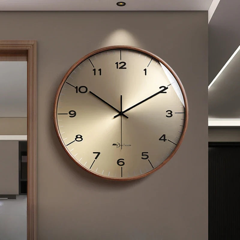 Modern wall clock in solid wood for interior decoration - view 2