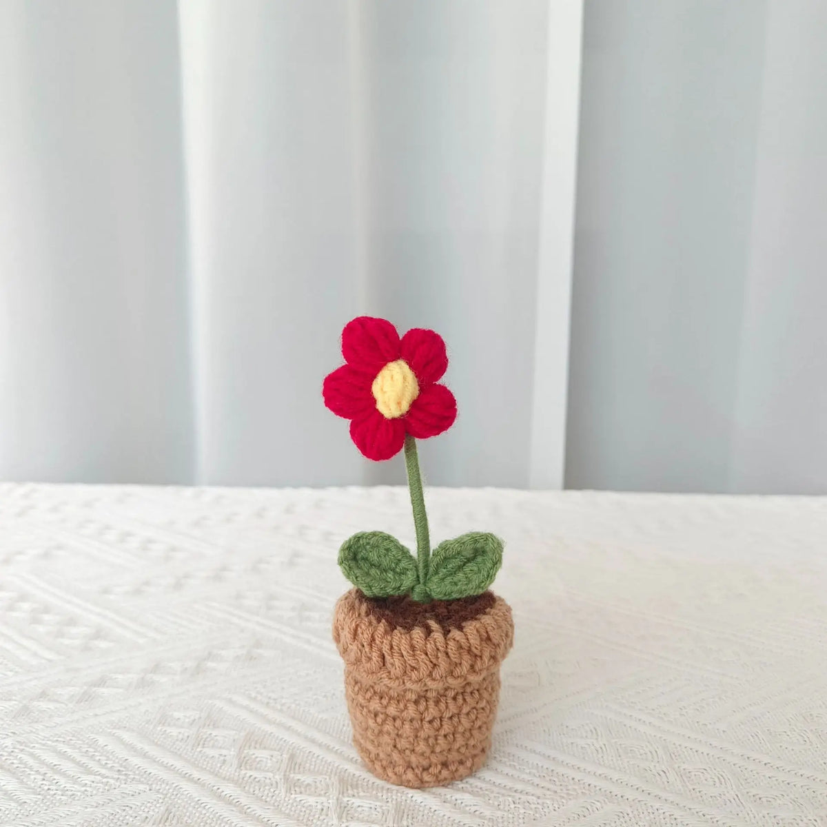 Handmade pot plant for decorative gift of Saint valentine - Red Puff