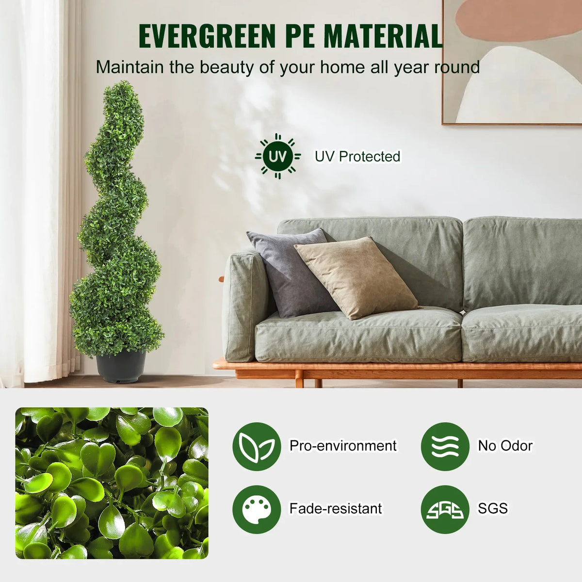 Decorative spiral plastic plant green - view 4