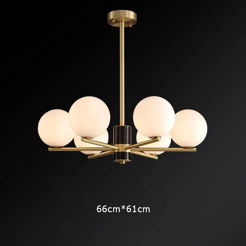 Nordic luxury pendant light in gold copper with white glass balls - 6 Heads1 / Warm White