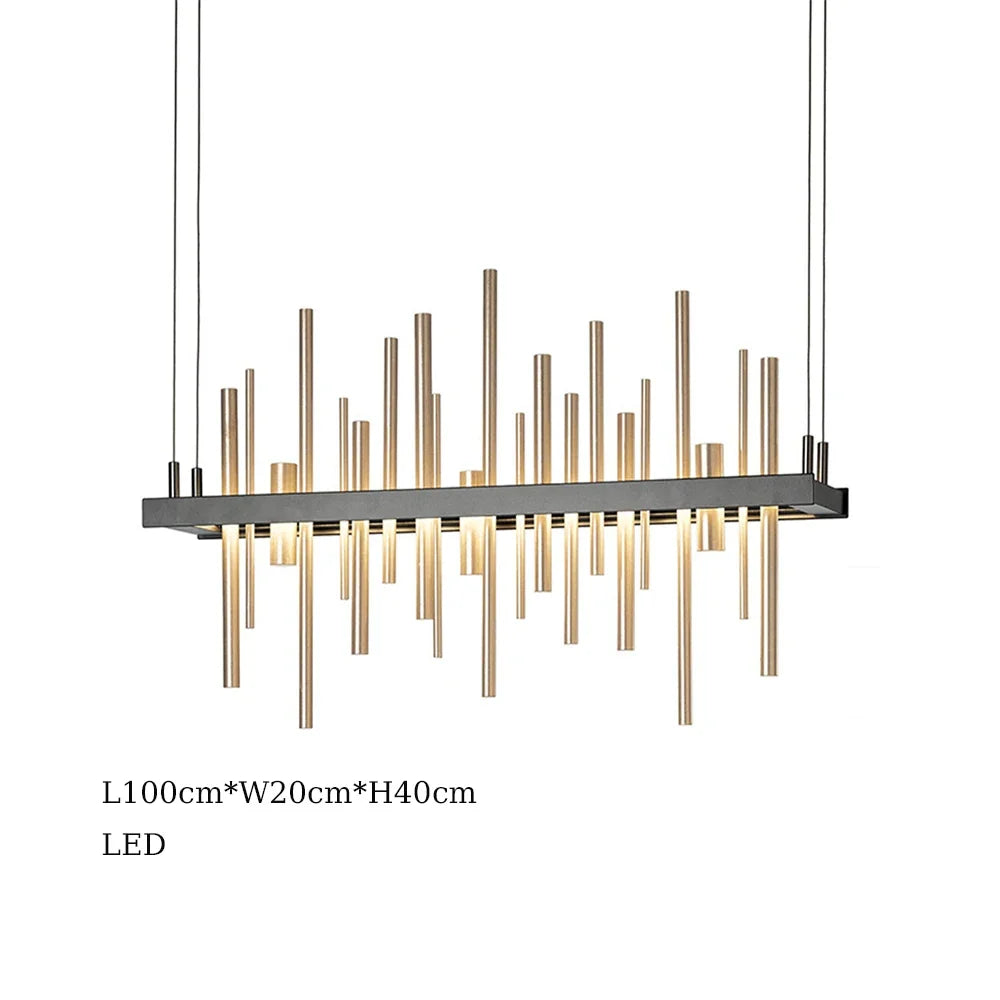 Minimalist chandelier in stainless steel black postmodern design - Neutral Light / L100cm