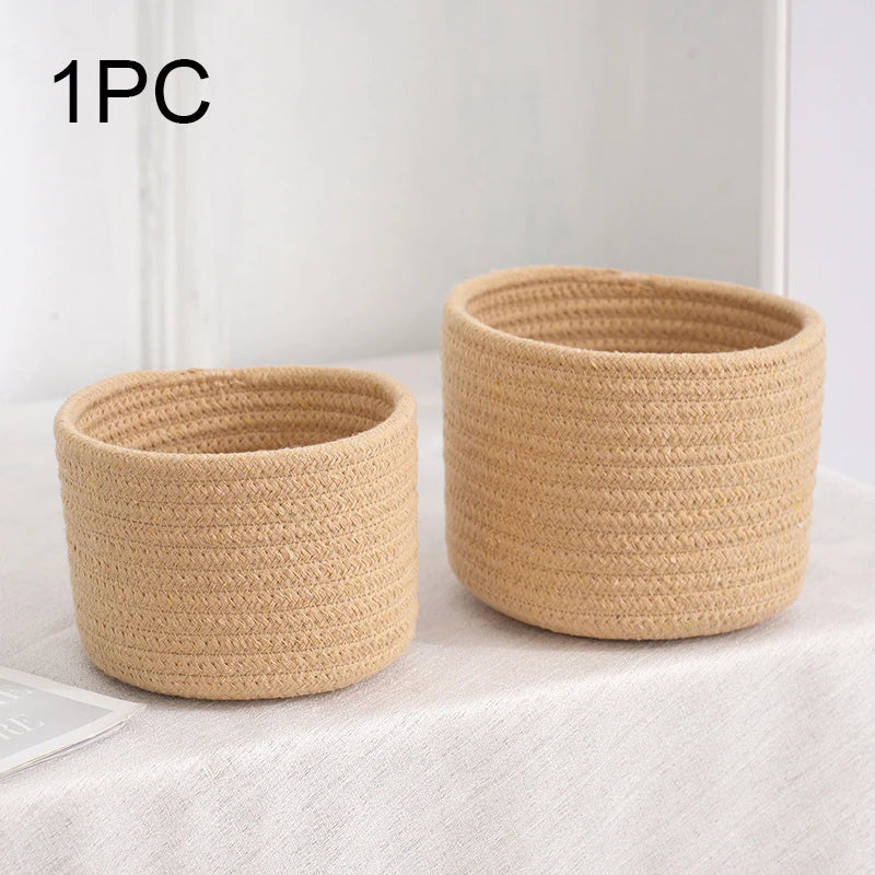 Cotton rope storage baskets for toys and other objects - Khaki / L
